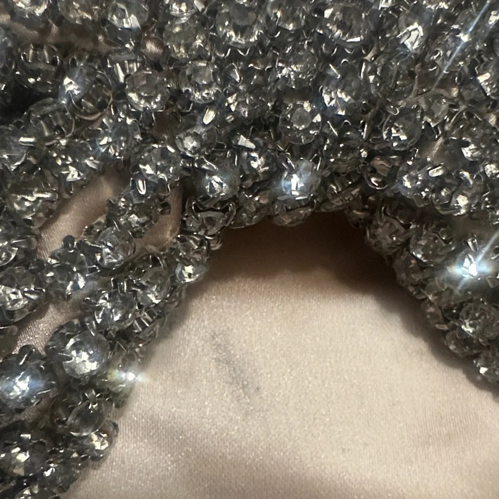 Glamorous Betsey Johnson Rhinestone Bow Satin Mules - Picture 7 of 7
